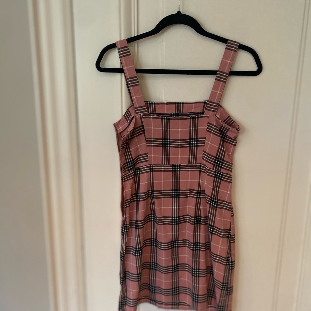 Pink Plaid Checkered Mini Dress size 4 Summer Vacation Burberry-Inspired Print - Picture 9 of 9